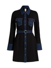 Women\'s Aliza Denim-Trimmed Minidress - Black Fontaine - at Saks Fifth Avenue