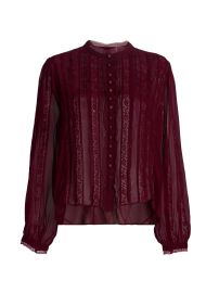 Women\'s Alvynne Lace Trim Chiffon Top - Oxblood - at Saks Fifth Avenue