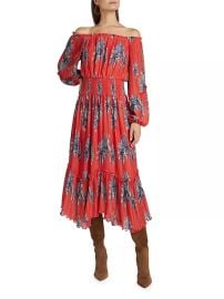 Women\'s Alyce Plissé Floral Off-the-Shoulder Dress - Bright Lily Floral - at Saks Fifth Avenue