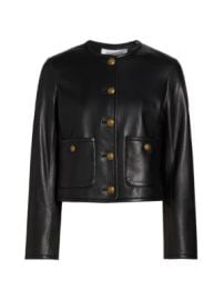 Women\'s Andrea Leather Cropped Button-Front Jacket - Black - at Saks Fifth Avenue