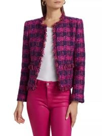 Women\'s Angelina Tweed Blazer - Midnight Acai Ruby Tweed - at Saks Fifth Avenue