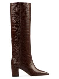 Women\'s Anja 70MM Crocodile-Embossed Leather Boots - Carbone - at Saks Fifth Avenue