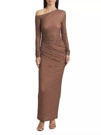 Women\'s Annamaria Striped One-Shoulder Dress - Cocoa Ecru Stripe - at Saks Fifth Avenue