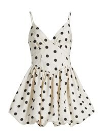 Women\'s Apaline Polka Dot Cotton Bubble-Hem Minidress - Ivory Black Polka Dot - at Saks Fifth Avenue