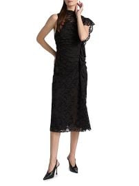 Women\'s Astrid Lace Ruched Midi-Dress - Black - at Saks Fifth Avenue