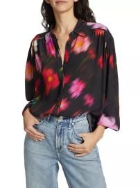 Women\'s Aubrey Floral Button-Front Shirt - Black Floral - at Saks Fifth Avenue