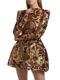 Women\'s Aurelia Floral-Sequined Minidress - Gold - at Saks Fifth Avenue