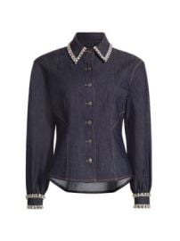 Women\'s Autumn Embellished Denim Blouse - Indigo - at Saks Fifth Avenue