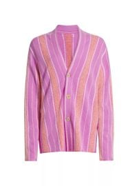 Women\'s Baja Everywear Striped Cashmere Cardigan - Heather Grey Combo - at Saks Fifth Avenue