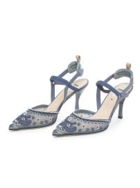 Women\'s Bandana Embroidered 85MM Sandals - Blue - at Saks Fifth Avenue