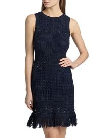 Women\'s Beaded Fringe Knit Minidress - Navy - at Saks Fifth Avenue