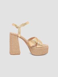 Women\'s Bebe Leather & Raffia Platform Sandals - Mekong Naturale - at Saks Fifth Avenue
