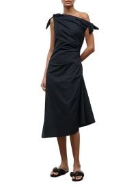 Women\'s Bellaria Ruched Asymmetric Cotton Midi-Dress - Black - at Saks Fifth Avenue