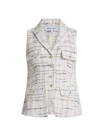 Women\'s Benny Tweed Button-Front Vest - Off White Multi - at Saks Fifth Avenue