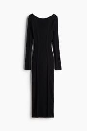 Women\'s Black Rib-Knit Bodycon Dress with Low-Cut Back | H&M US at H&M