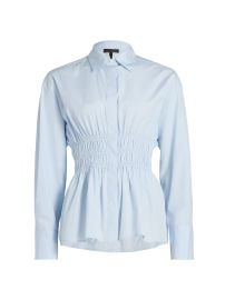 Women\'s Blythe Gathered Cotton Poplin Shirt - White - at Saks Fifth Avenue