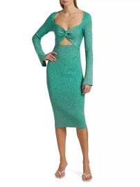Women\'s Boa Metallic Twist-Front Bodycon Knee-Length Dress - Jade - at Saks Fifth Avenue
