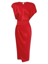 Women\'s Bond Satin Pleated Asymmetric Midi-Dress - Papaya - at Saks Fifth Avenue