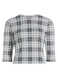 Women\'s Boucle Plaid Elbow-Sleeve Top - Coastal Off White - at Saks Fifth Avenue