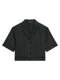 Women\'s Boxy Lapel Shirt - Black - at Saks Fifth Avenue