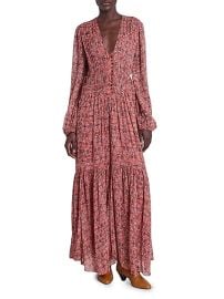 Women\'s Briane Printed Tiered Maxi Dress - Rust - at Saks Fifth Avenue