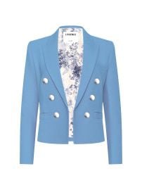 Women\'s Brooke Double-Breasted Blazer - Allure Blue Watercolor Lace - at Saks Fifth Avenue