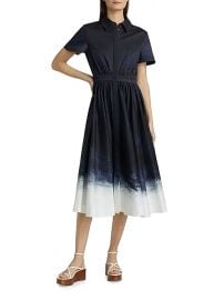 Women\'s Brushed Canvas Cotton Shirtdress - Navy White Smudged Canvas - at Saks Fifth Avenue