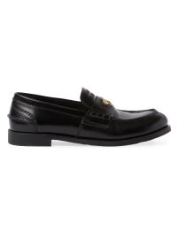 Women\'s Brushed Leather Penny Loafers - Black - at Saks Fifth Avenue