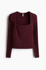 Women\'s Burgundy Long-Sleeved Microfiber Top | H&M US at H&M