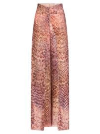 Women\'s Canturipe Snake Print Satin Twist-Front Wide-Leg Pants - Peach Animal Print - at Saks Fifth Avenue