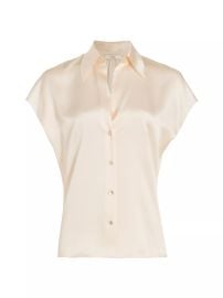 Women\'s Cap-Sleeve Silk Blouse - Celeste - at Saks Fifth Avenue