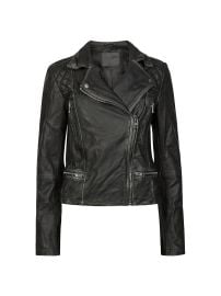 Women\'s Cargo Leather Biker Jacket - Black Grey - at Saks Fifth Avenue