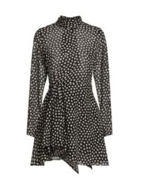 Women\'s Carlotta Polka Dot Tie Minidress - Black Ivory - at Saks Fifth Avenue