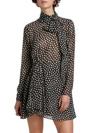 Women\'s Carlotta Polka Dot Tie Minidress - Black Ivory - at Saks Fifth Avenue