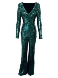 Women\'s Carson Sequin Jumpsuit - Deep Emerald - at Saks Fifth Avenue