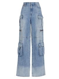 Women\'s Cay Baggy Denim Cargo Pants - Brea Blue - at Saks Fifth Avenue