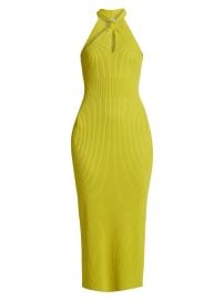 Women\'s Celaena Rib-Knit Halter Midi-Dress - Yellow Plum - at Saks Fifth Avenue