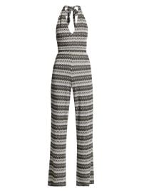 Women\'s Chandler Striped Sleeveless Jumpsuit - Black Sand Stone Geo Gem Knit - at Saks Fifth Avenue