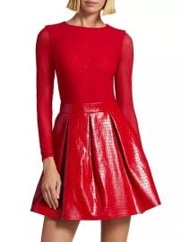 Women\'s Chara Faux Croc Mini Dress - Perfect Ruby - at Saks Fifth Avenue