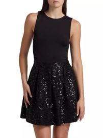 Women\'s Chara Sequined Fit & Flare Minidress - Black - at Saks Fifth Avenue