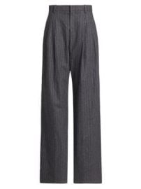 Women\'s Charles Pinstriped Wool-Blend Wide-Leg Pants - Grey Melange - at Saks Fifth Avenue