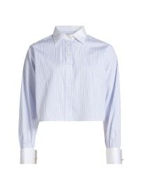 Women\'s Charles Striped Cotton Button-Front Crop Shirt - Oxford Blue Multi - at Saks Fifth Avenue