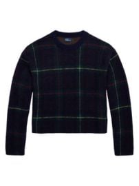 Women\'s Check Alpaca-Blend Crewneck Sweater - Polo Tartan - at Saks Fifth Avenue