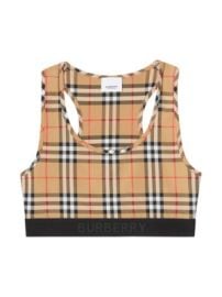 Women\'s Check Sports Bra - Archive Beige - at Saks Fifth Avenue