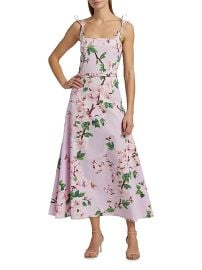 Women\'s Cherry Blossom Bow Stretch-Cotton Belted Midi-Dress - Pink Lily - at Saks Fifth Avenue