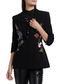 Women\'s Cheyenne Sequin-Embellished Floral-Embroidered Scrunched Blazer - Black - at Saks Fifth Avenue