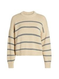 Women\'s Chloe Striped Cotton Sweater - Cream Dusty Blue Stripe - at Saks Fifth Avenue