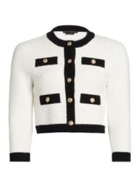 Women\'s Claira Colorblocked Cardigan - Soft White Black - at Saks Fifth Avenue