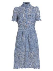 Women\'s Claudia Lace Belted Shirtdress - Blue White - at Saks Fifth Avenue