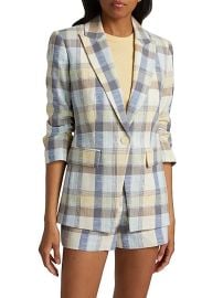 Women\'s Clayton Check Stretch-Cotton Single-Breasted Blazer - Powder Blue Multi - at Saks Fifth Avenue
